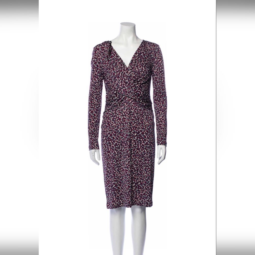 Tory Burch Silk Knee-Length Twist Front Long-Sleeve Dress Womens M EUC